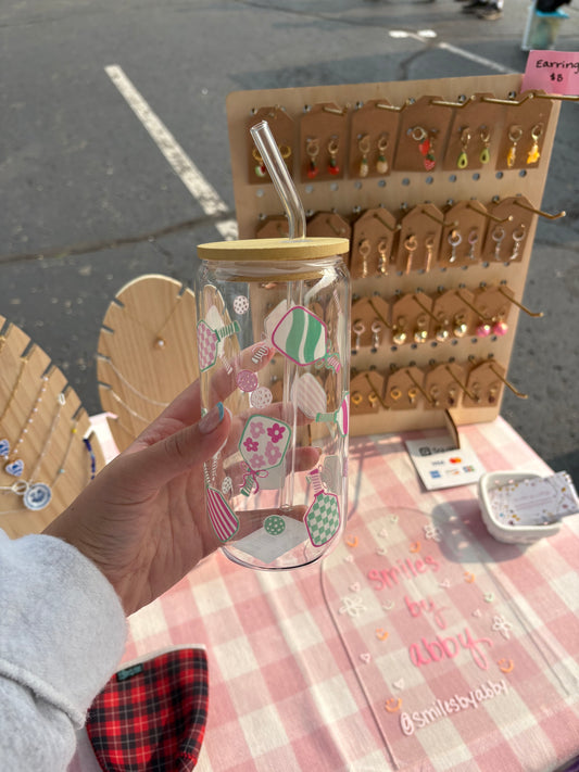Pickleball Paddles Iced Coffee Glass