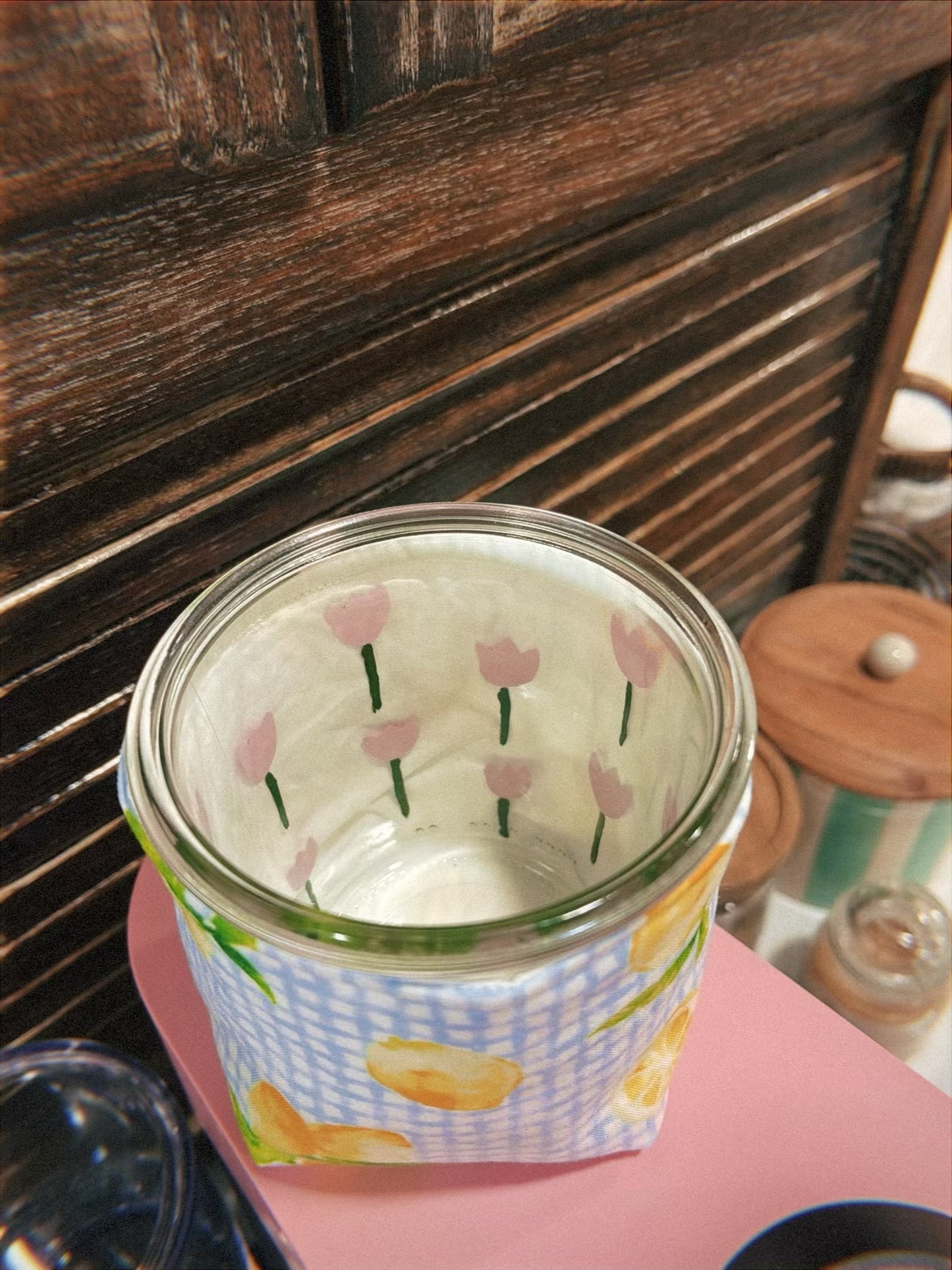 Gingham Lemon Weck Jar Coozie