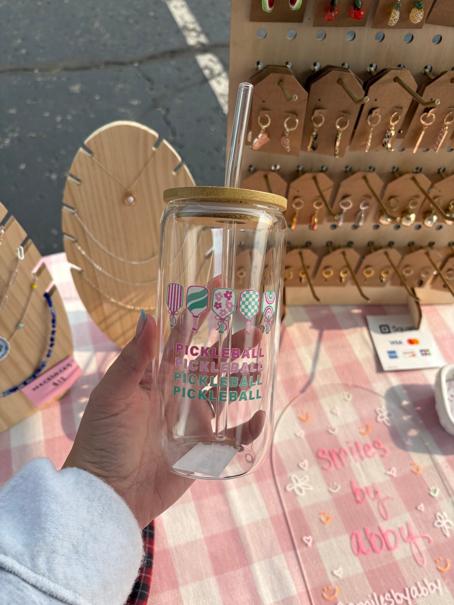 Pickleball Iced Coffee Glass