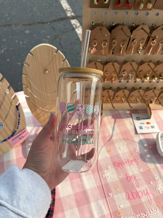 Pickleball Iced Coffee Glass