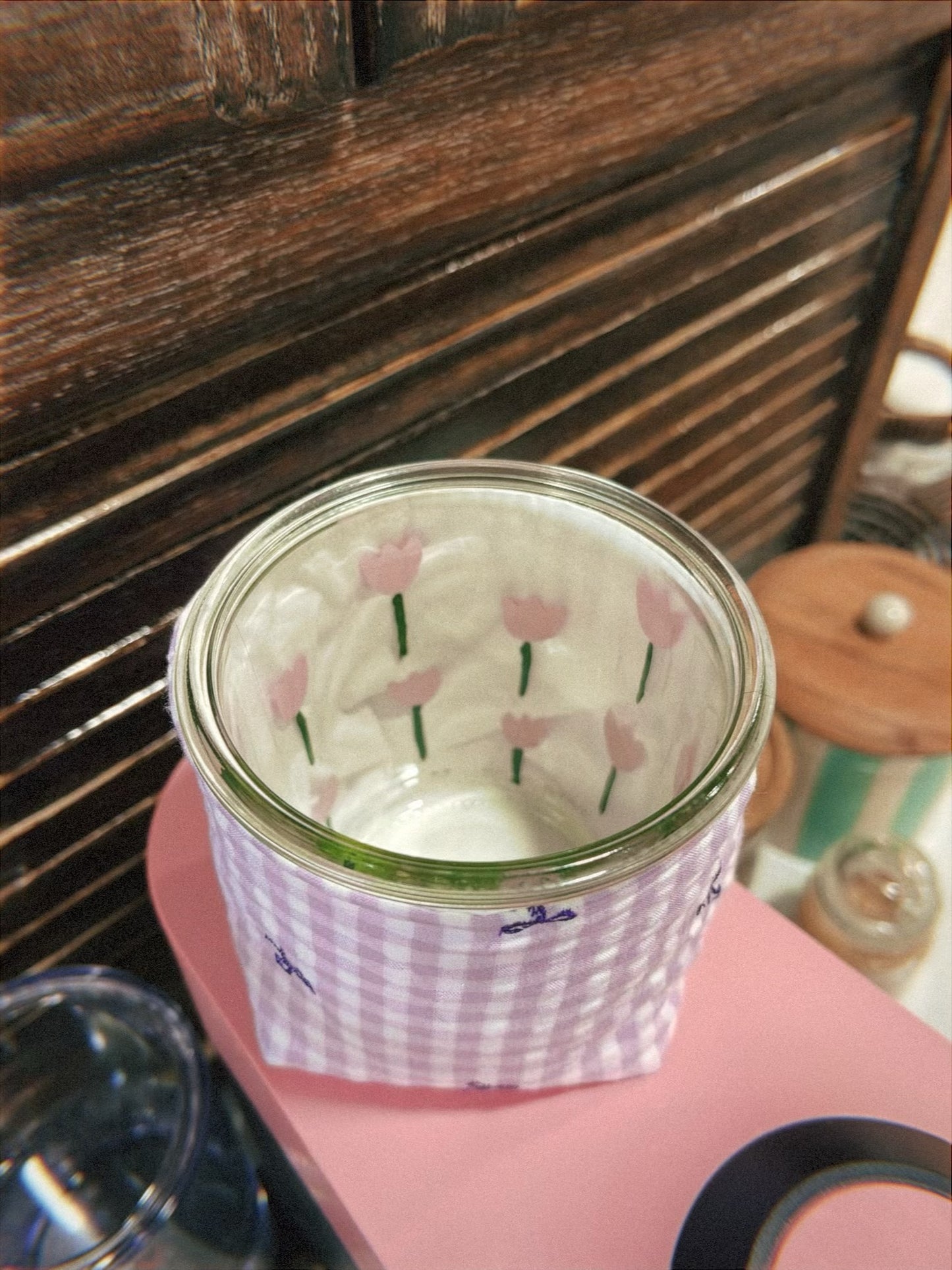 Purple Gingham Weck Jar Coozie