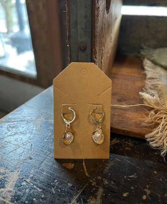 Pearl and Clam Shell Earrings
