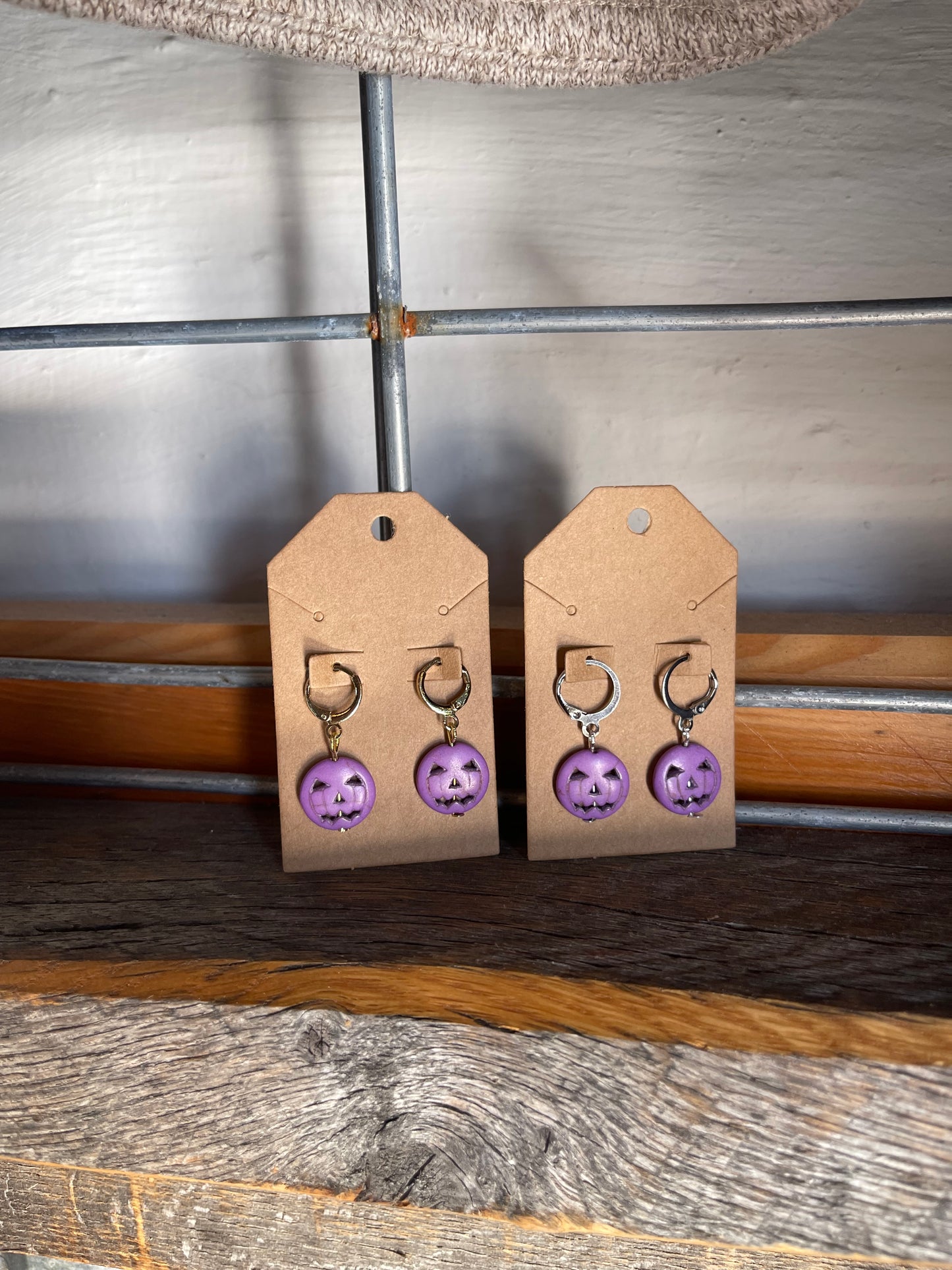 Purple Pumpkin Earrings