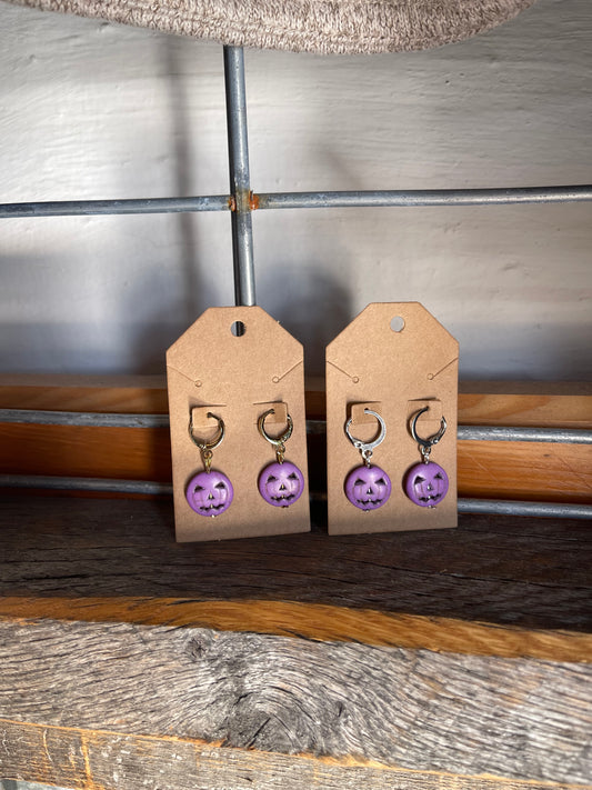 Purple Pumpkin Earrings