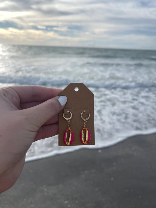 Pink Cowrie Shell Earrings