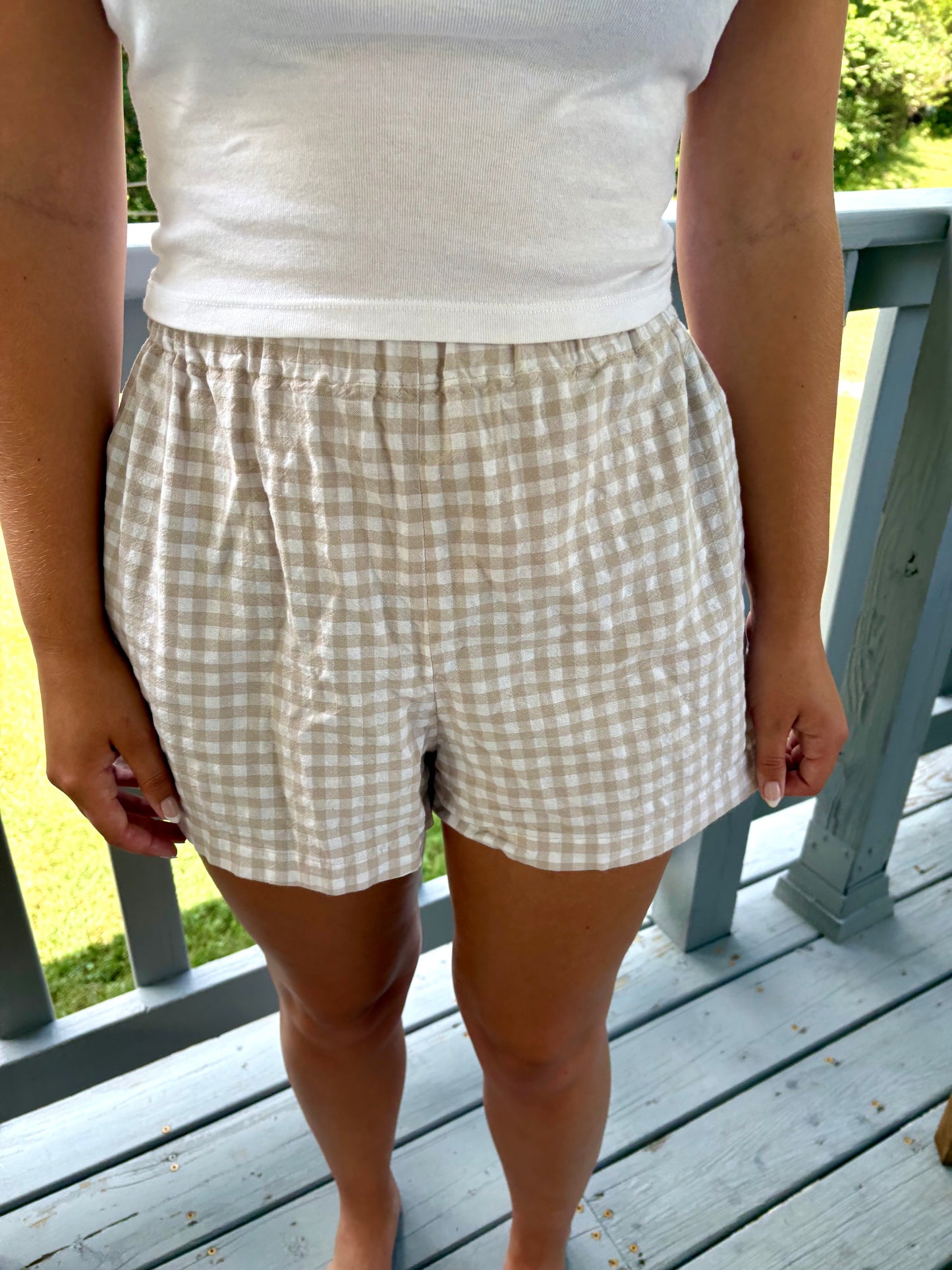 Tan Gingham Boxer Shorts 🤎