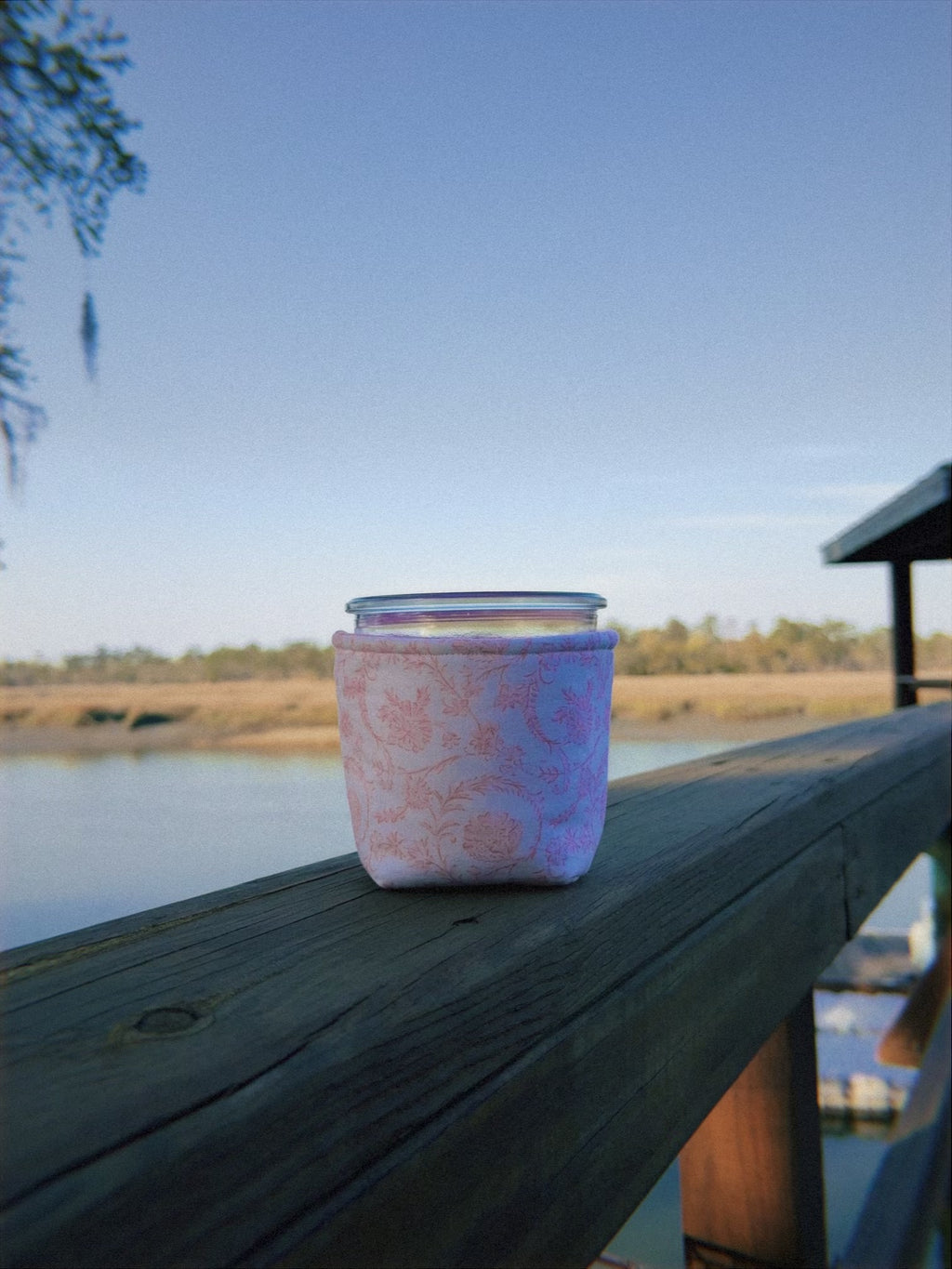 Reversible Pink Floral Weck Jar Coozie