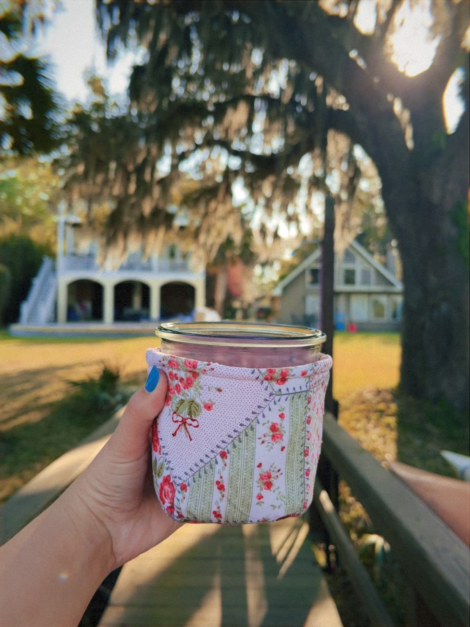 Reversible Pink Bee Weck Jar Coozie 🐝