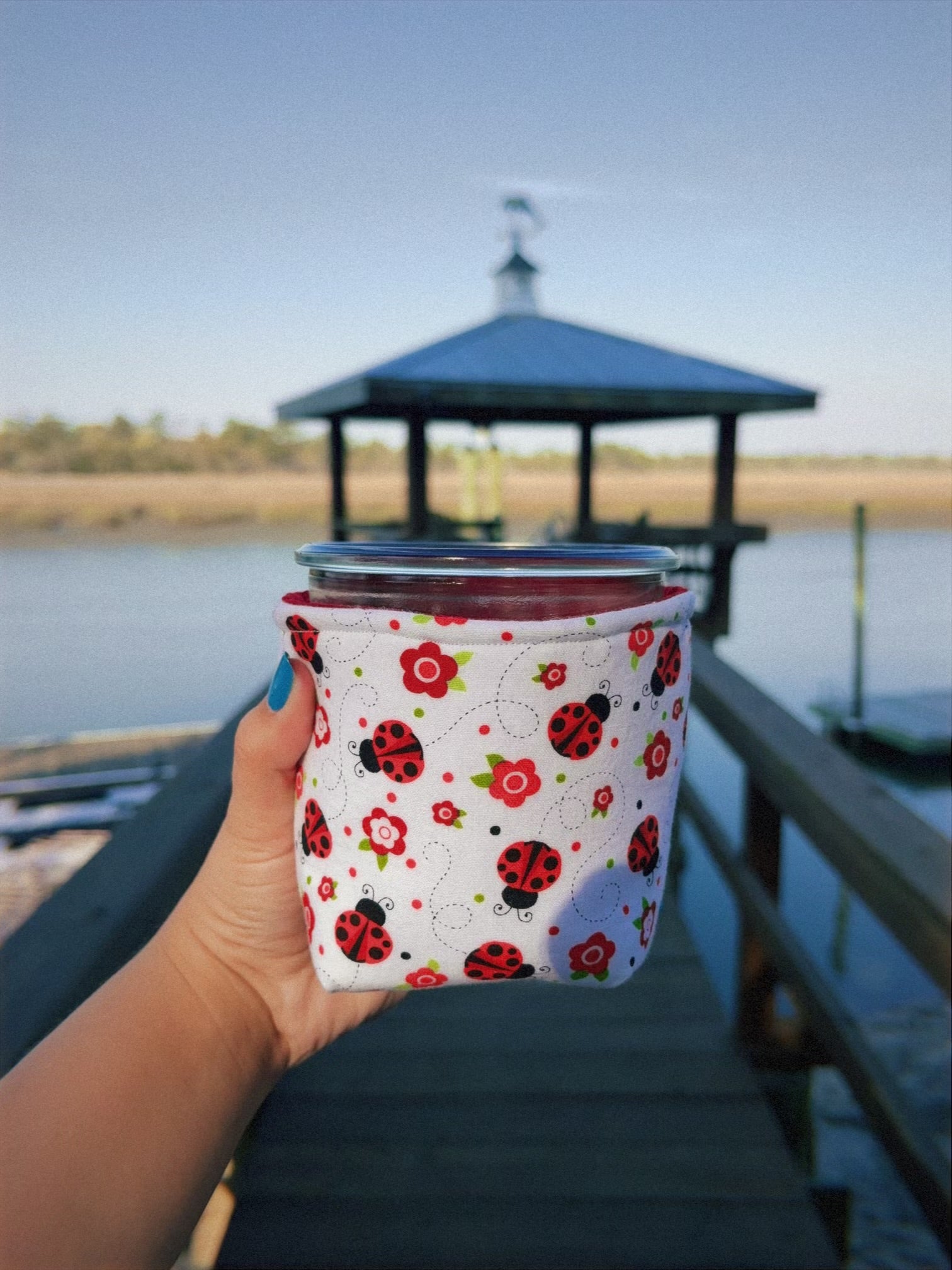 Reversible Ladybug Weck Jar Coozie