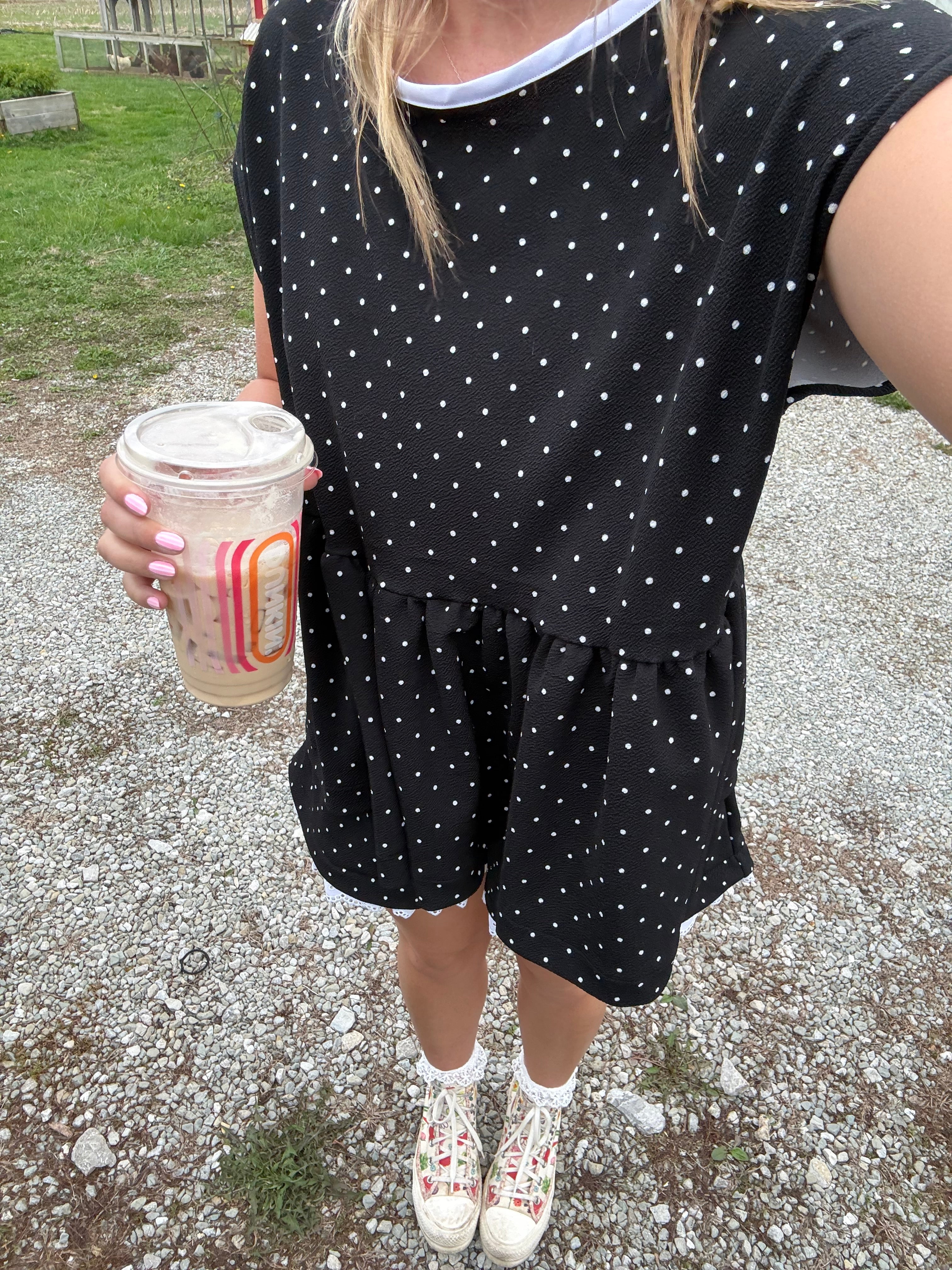Oversized Polka Dot Ruffle Top