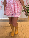 Pink Gingham Ruffle Shorts