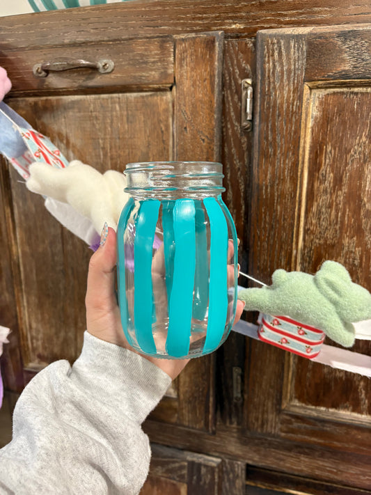 Aqua Striped Coffee Jar 🐬🫙🌟