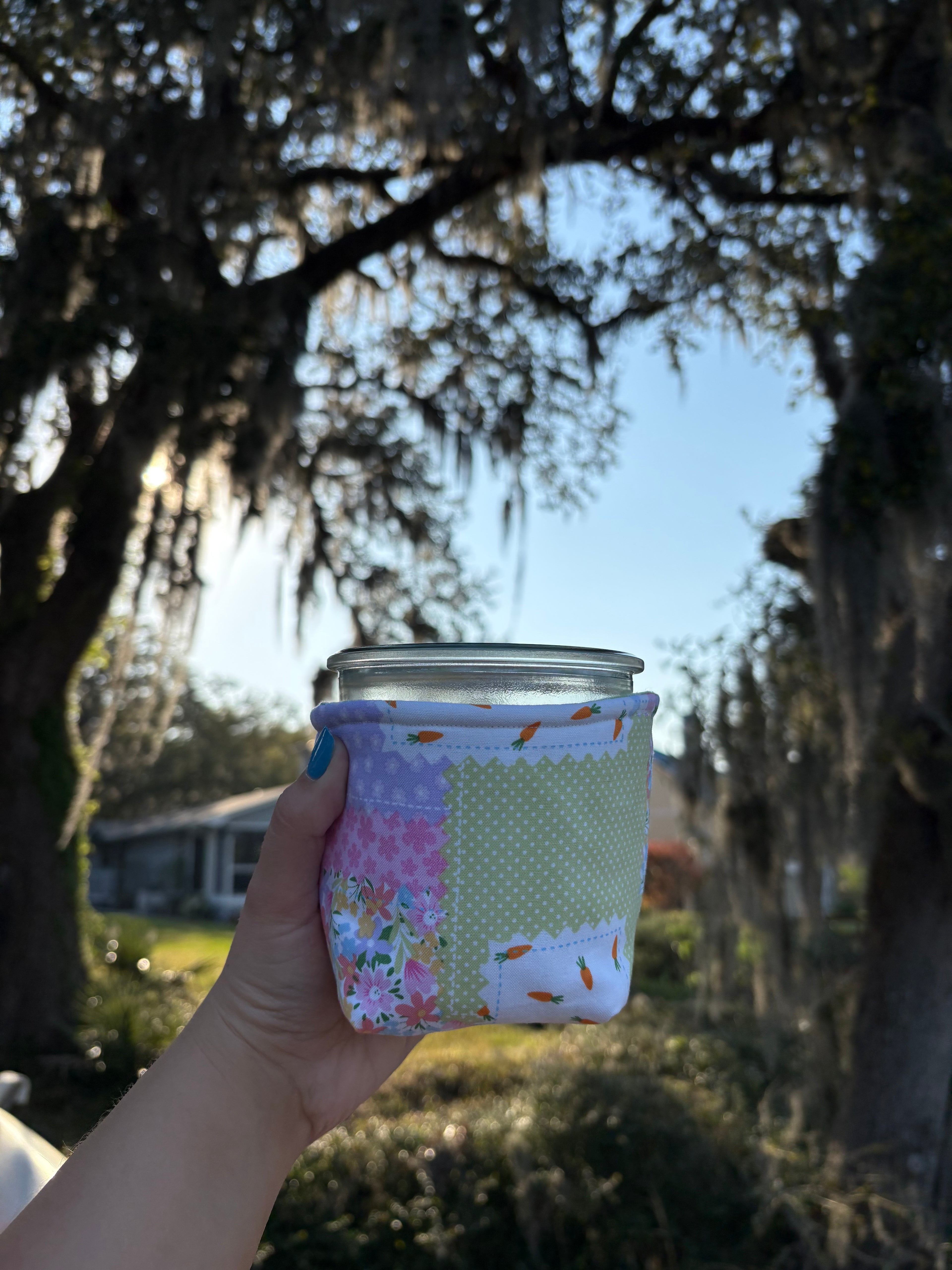 Reversible Easter Patchwork Weck Jar Coozie