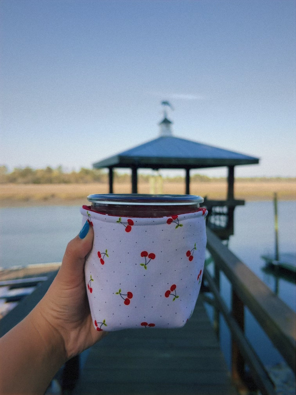 Reversible Cherries Weck Jar Coozie