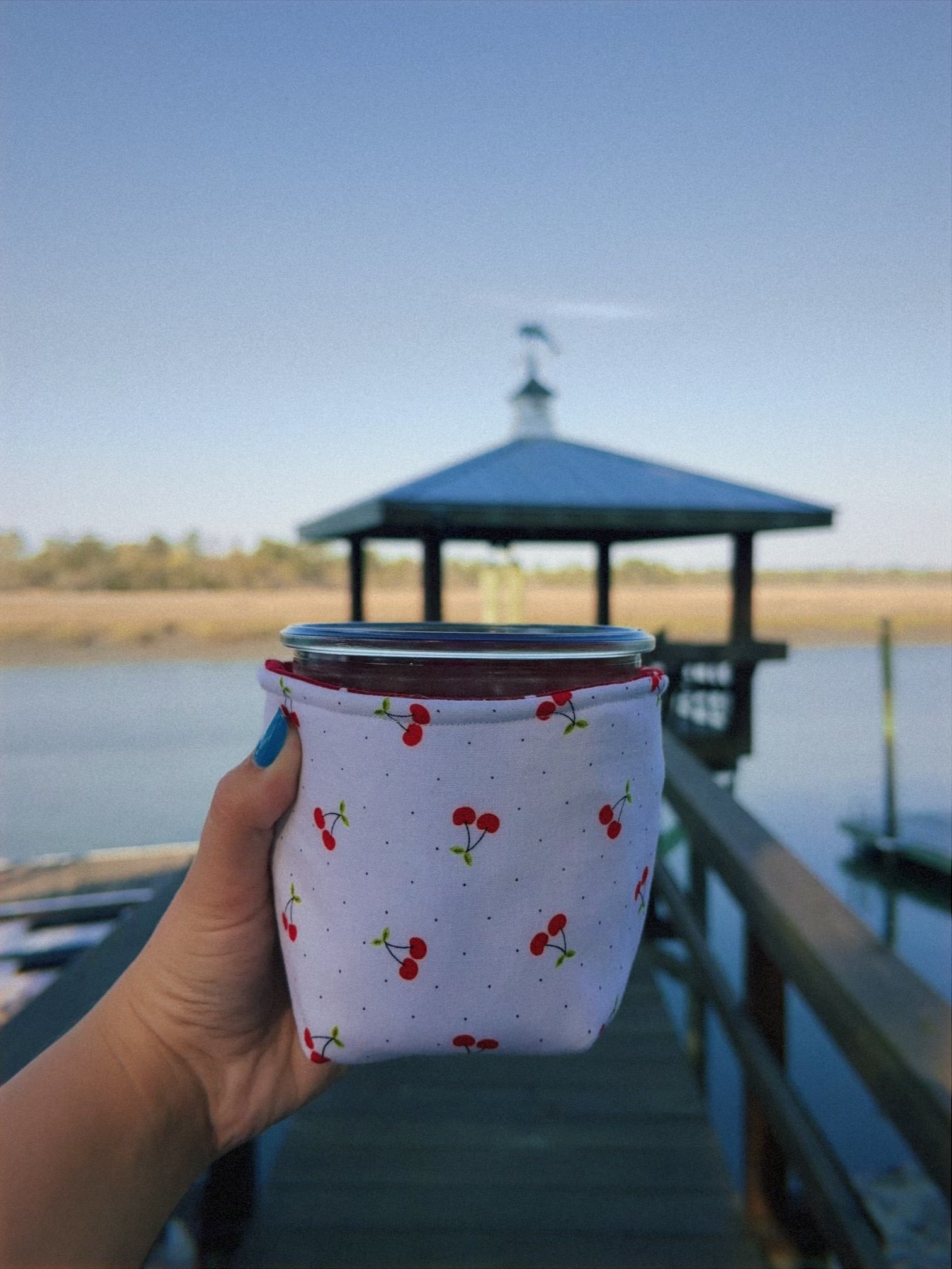 Reversible Cherries Weck Jar Coozie