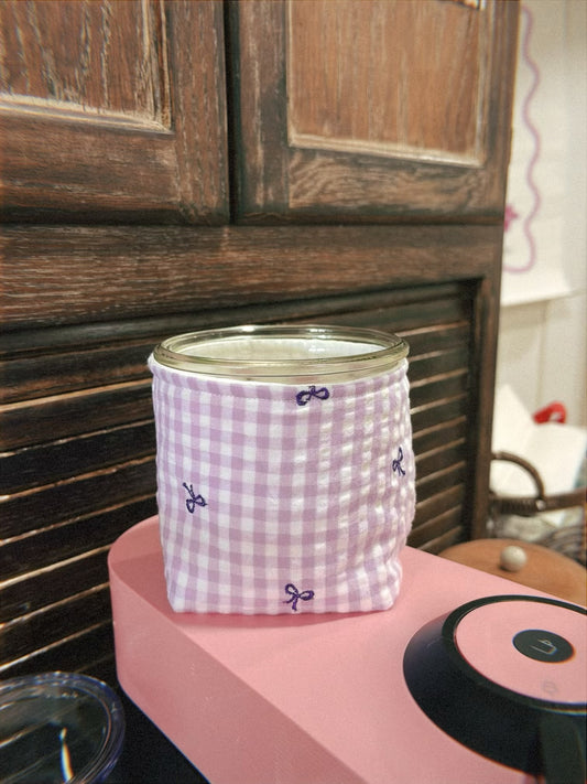 Purple Gingham Weck Jar Coozie