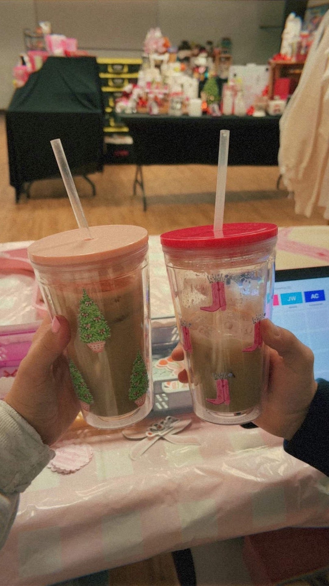 Boot and Flower Iced Coffee Cup