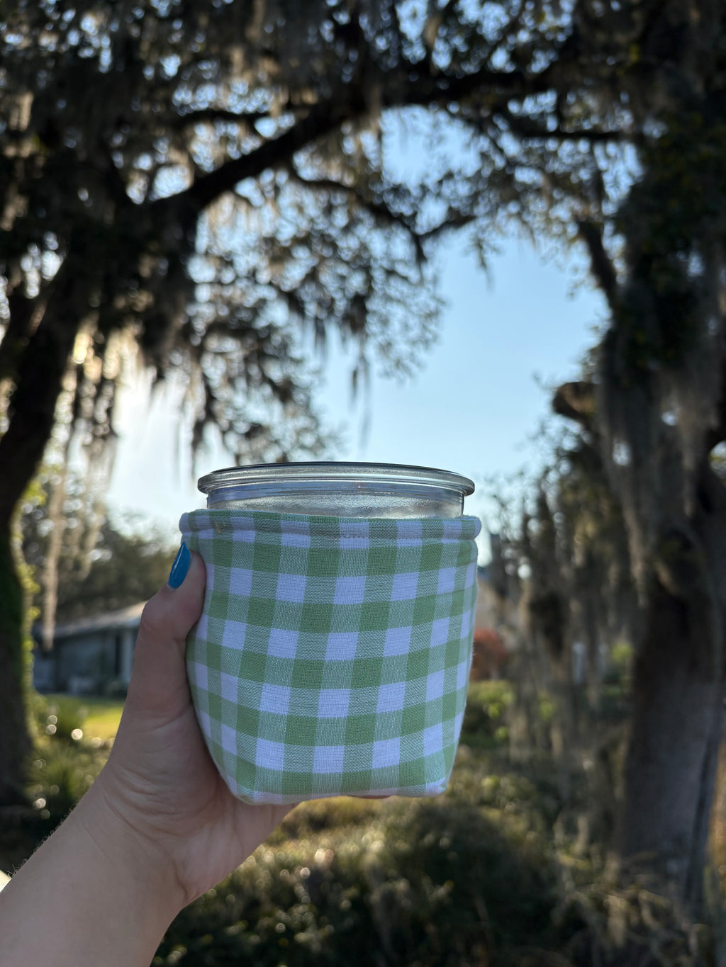 Reversible Spring Patchwork Weck Jar Coozie