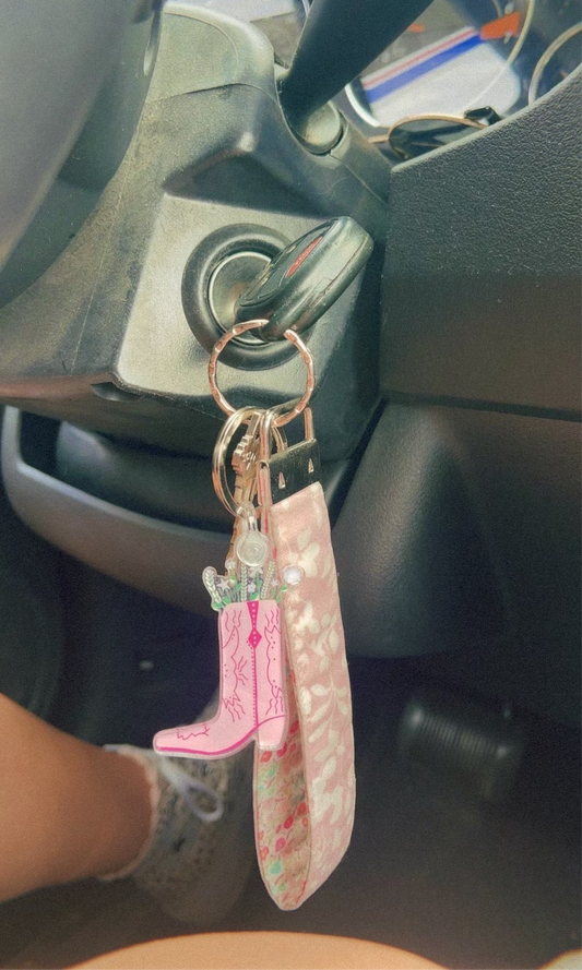 Boot and Flower Keychain