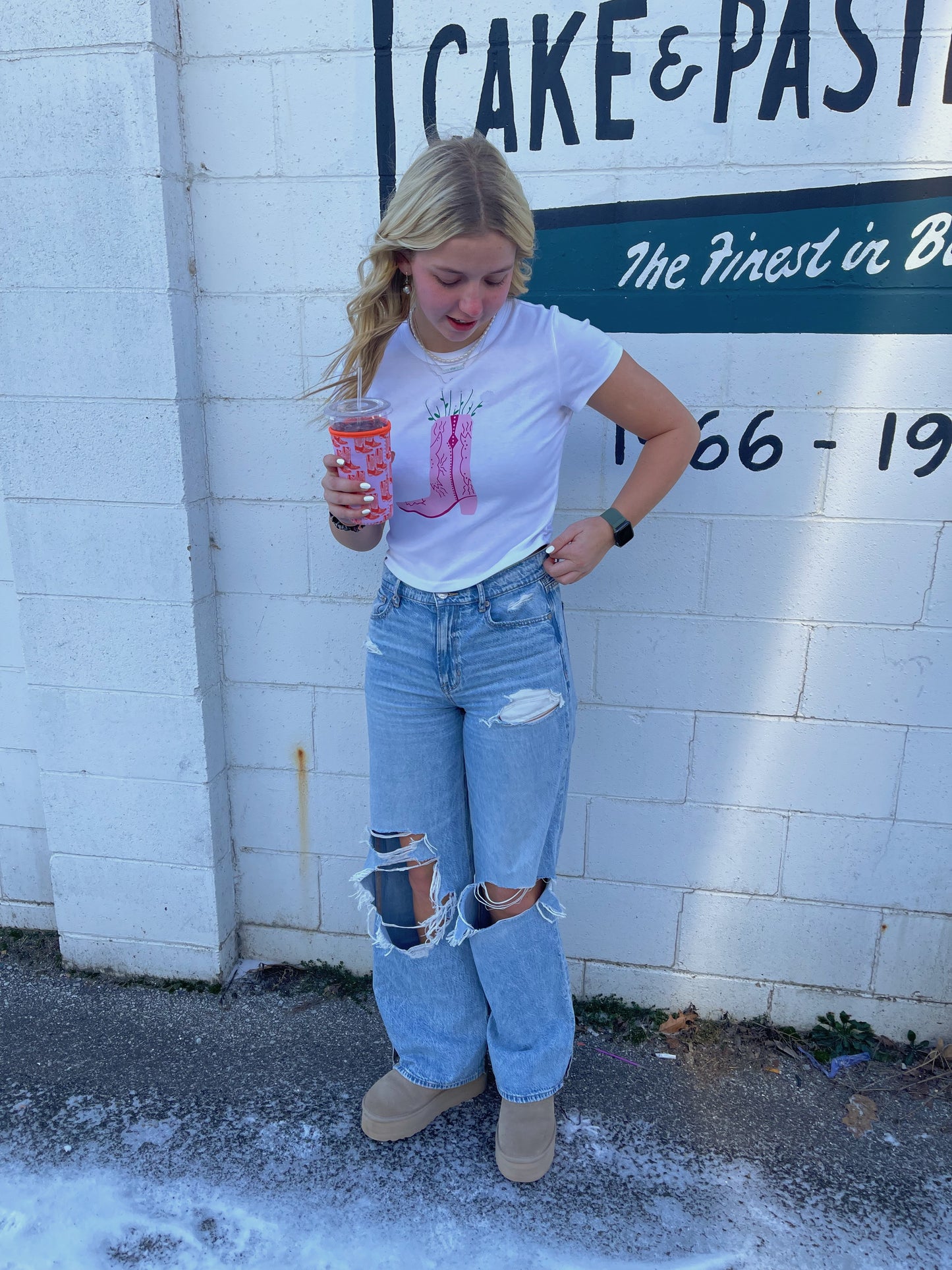 Boot and Flower Baby Tee