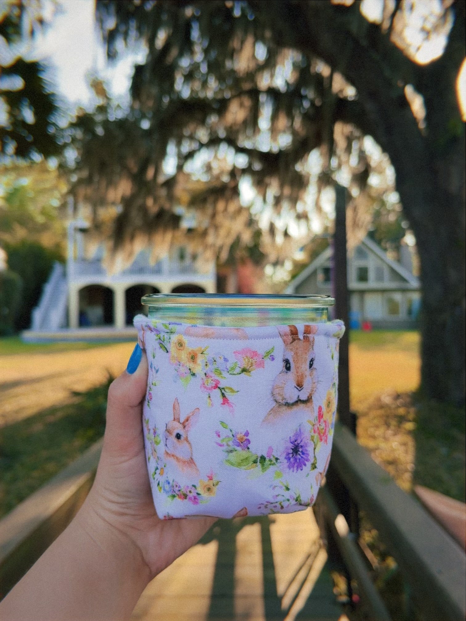 Reversible Bunnies Weck Jar Coozie