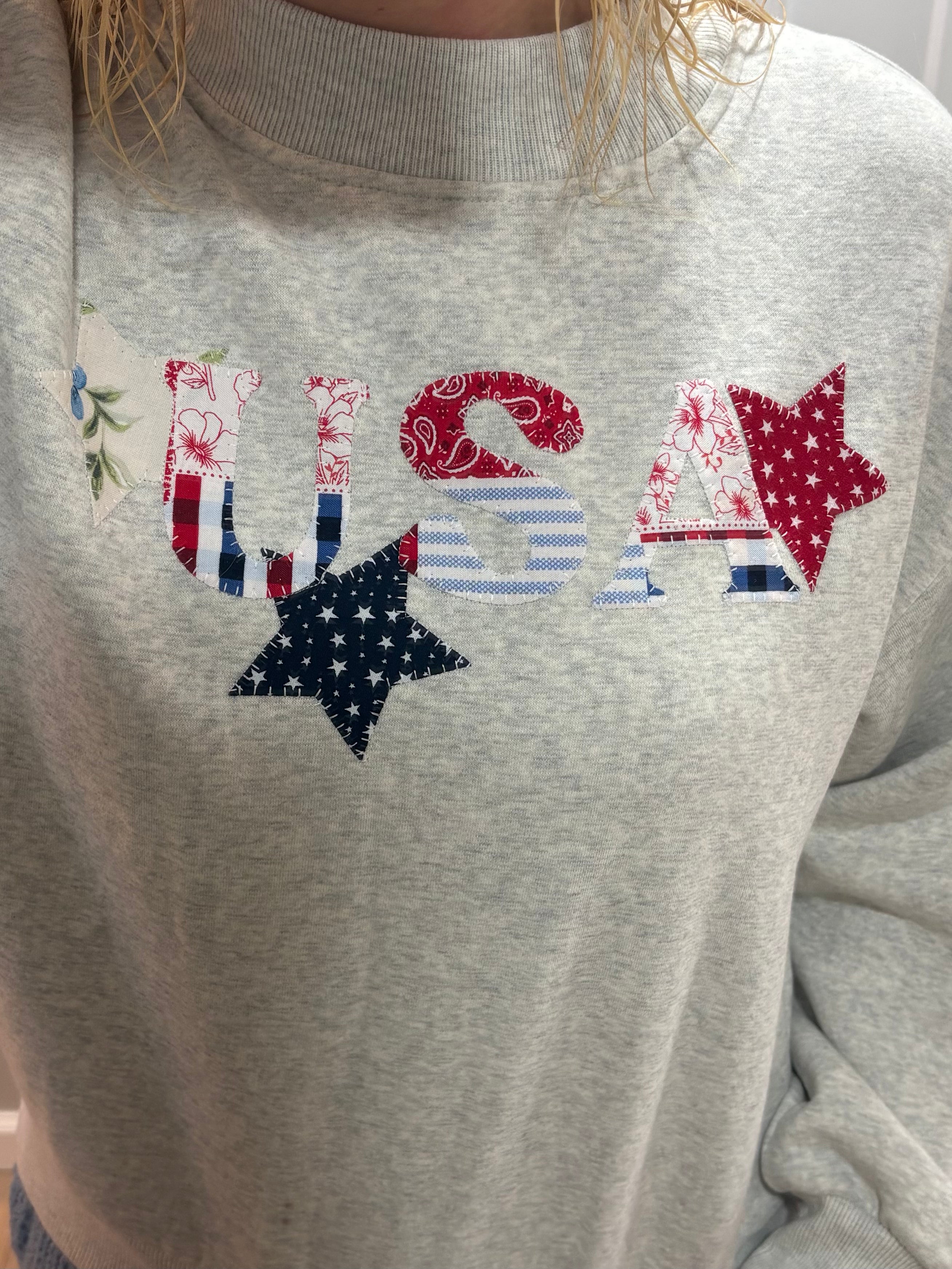 USA Patchwork Mockneck