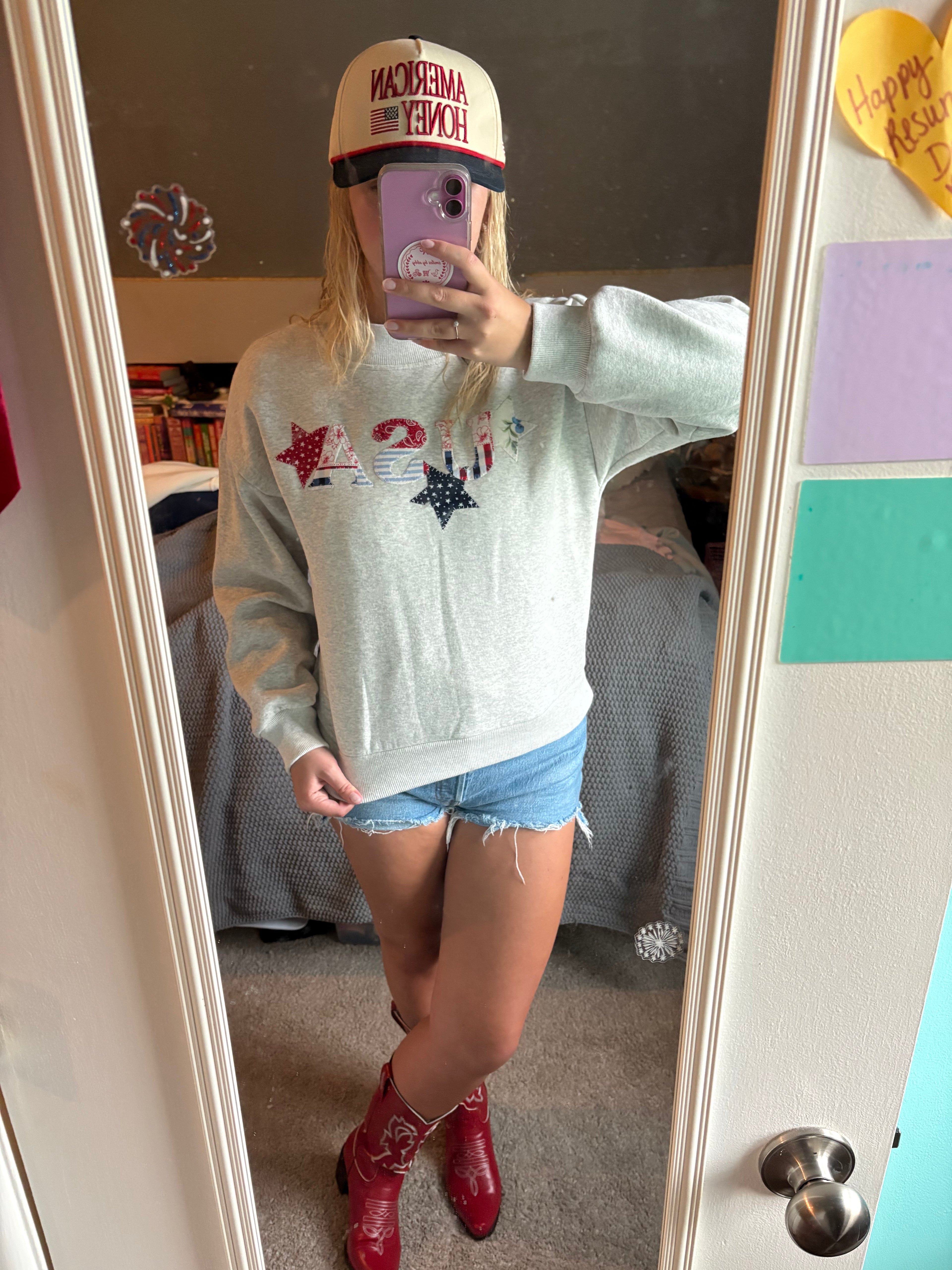 USA Patchwork Mockneck