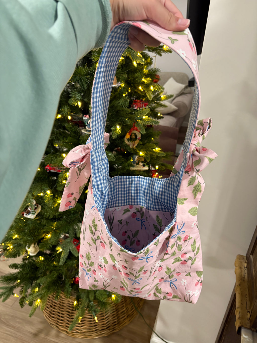 Strawberry Fields Bow Tote Bag