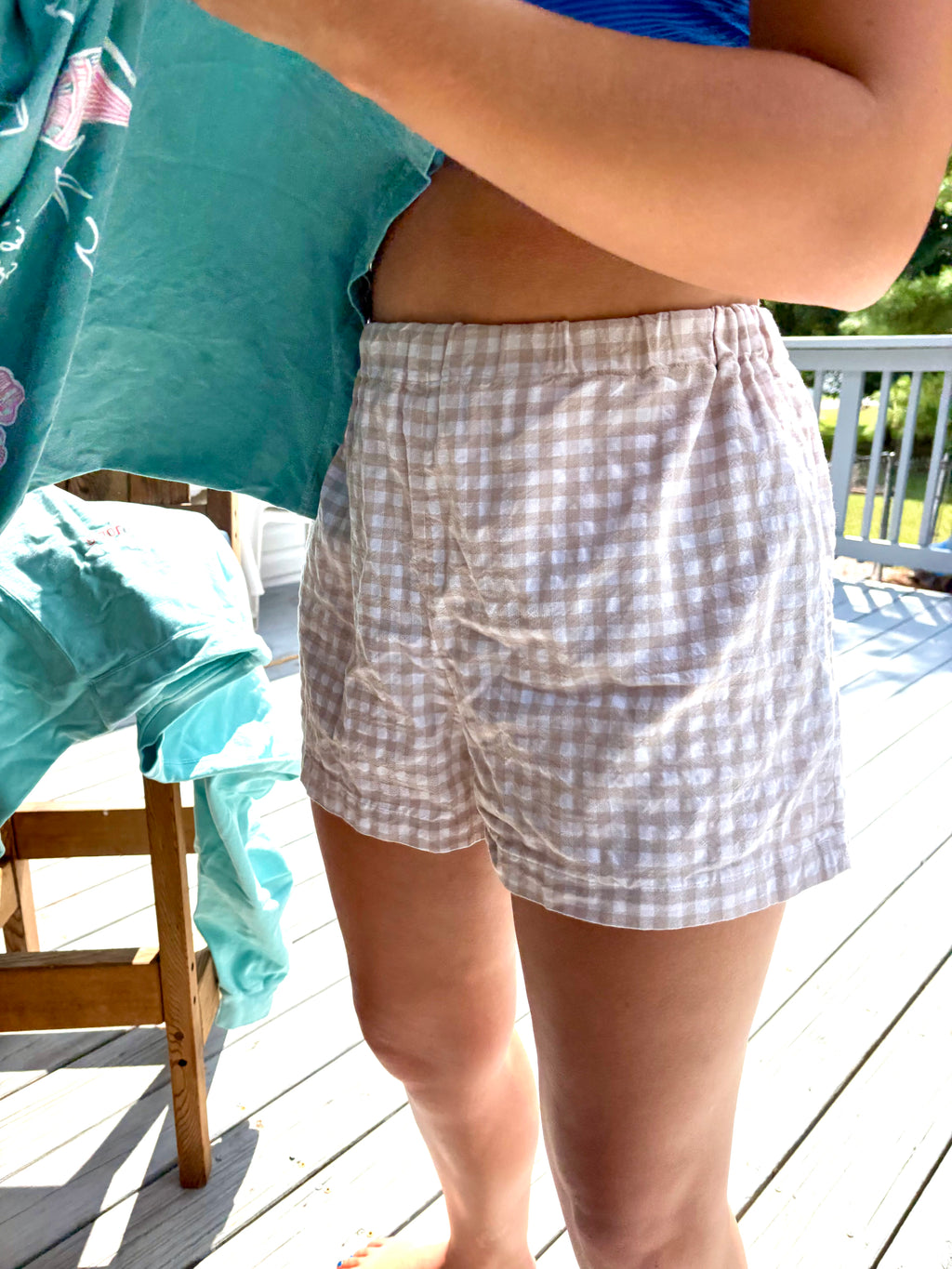 Tan Gingham Boxer Shorts 🤎
